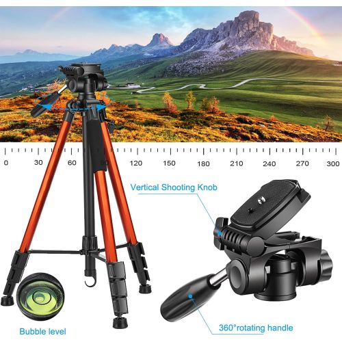  [아마존베스트]VICTIV 72 inch Camera Tripod, Aluminum Lightweight Travel Tripod for DSLR with Phone Holder and Extra Quick Release Plate Plus 3-Way Pan Head Compatible with iPhone/Android Phone (