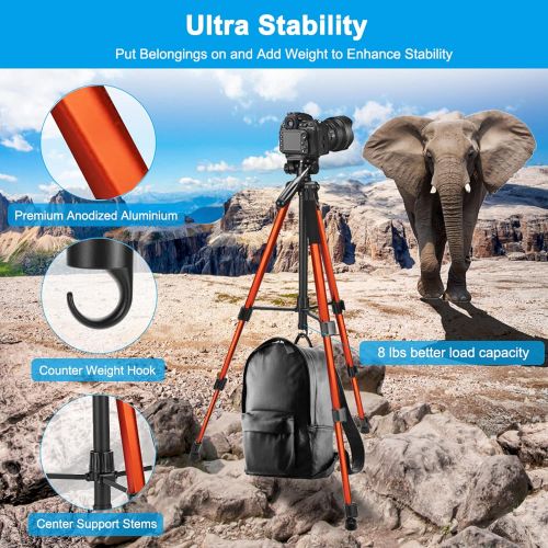  [아마존베스트]VICTIV 72 inch Camera Tripod, Aluminum Lightweight Travel Tripod for DSLR with Phone Holder and Extra Quick Release Plate Plus 3-Way Pan Head Compatible with iPhone/Android Phone (