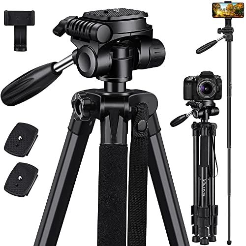  [아마존베스트]Victiv 182 cm Camera Tripod Aluminium Monopod T72 - Lightweight and Compact Travel Tripod for Travelling with 360° Panorama Ball Head and 2 Quick Release Plates for SLR Camera - Bl