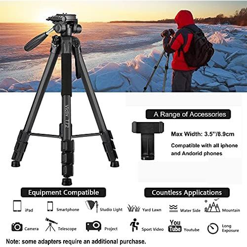  [아마존베스트]Victiv 182 cm Camera Tripod Aluminium Monopod T72 - Lightweight and Compact Travel Tripod for Travelling with 360° Panorama Ball Head and 2 Quick Release Plates for SLR Camera - Bl