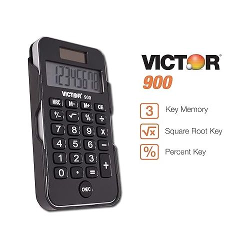  Victor 900 Handheld Calculator, Black, 0.3