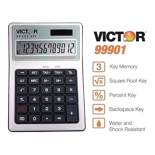  Victor 99901 TuffCalc Calculator, White, 1.8