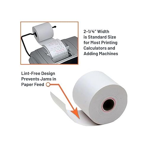  Victor 7050 Compact White Paper Rolls for Handheld and Portable Printing Calculators/Adding Machines/Ink Print Cash Registers 2.25” W x 150' FT (3-Pack)