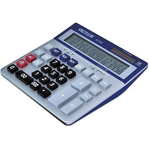  Victor 16-Digit Desktop Calculator, Silver, Blue