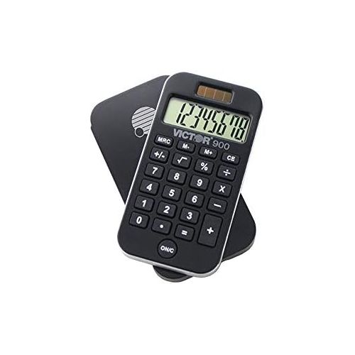  [아마존베스트]Victor 900 8-Digit Standard Function Calculator with Hard Protective Cover, Solar and Battery LCD Display, Small Pocket Calculator for Students and Professionals, Black