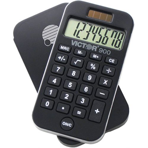  [아마존베스트]Victor 900 8-Digit Standard Function Calculator with Hard Protective Cover, Solar and Battery LCD Display, Small Pocket Calculator for Students and Professionals, Black