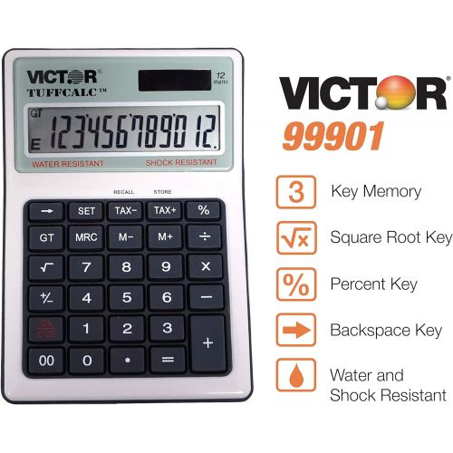  [아마존베스트]Victor 99901 TuffCalc Calculator, White, 1.8 x 4.6 x 6.5