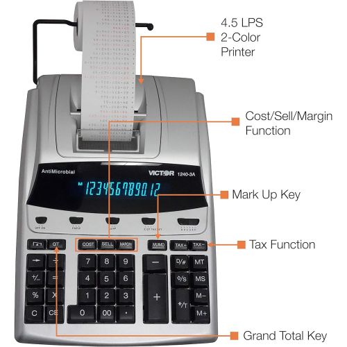  [아마존베스트]Victor 1240-3A 12 Digit Heavy Duty Commercial Printing Calculator