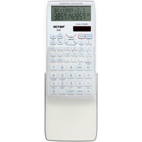  [아마존베스트]Victor 940 10-Digit Advanced Scientific Calculator with 2 Line Display, Battery and Solar Hybrid Powered LCD Display, Great for Students and Professionals, White