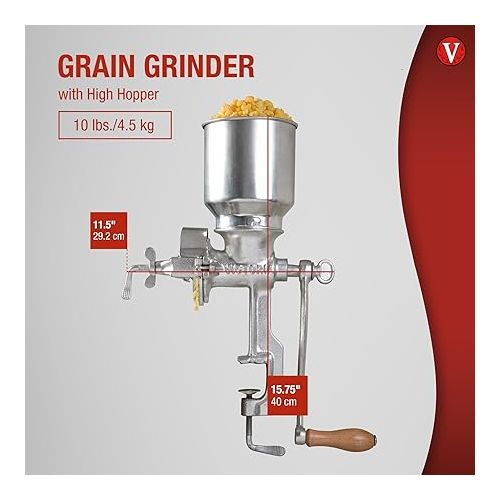  Victoria Manual High-Hopper Grain Grinder, Made in Colombia, Silver