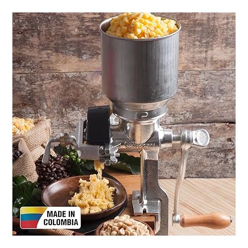  Victoria Manual High-Hopper Grain Grinder, Made in Colombia, Silver