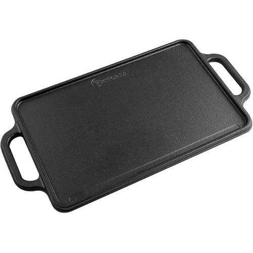  Victoria Rectangular Cast Iron Griddle. Double Burner Griddle, Reversible Griddle Grill, 13 x 8.5 Inch, Seasoned with 100% Kosher Certified Non-GMO Flaxseed Oil, Model: GDL-189