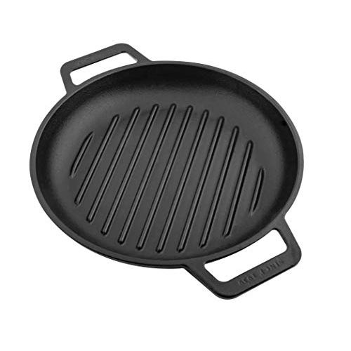  Victoria Cast Iron Round Grill Pan with Double Loop Handles Seasoned with 100% Kosher Certified Non-GMO Flaxseed Oil, 10 Inch, Black: Kitchen & Dining