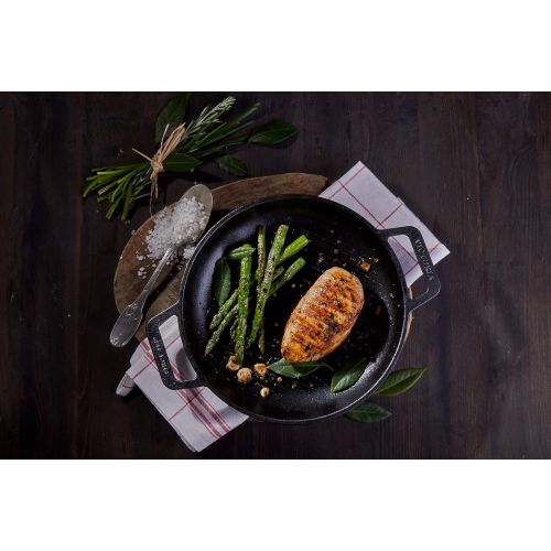  Victoria Cast Iron Round Grill Pan with Double Loop Handles Seasoned with 100% Kosher Certified Non-GMO Flaxseed Oil, 10 Inch, Black: Kitchen & Dining
