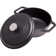 Victoria Cast Iron Dutch Oven with Lid. Stock Pot with Dual Handles Seasoned with 100% Kosher Certified Non-GMO Flaxseed Oil, 4 Quart, Black