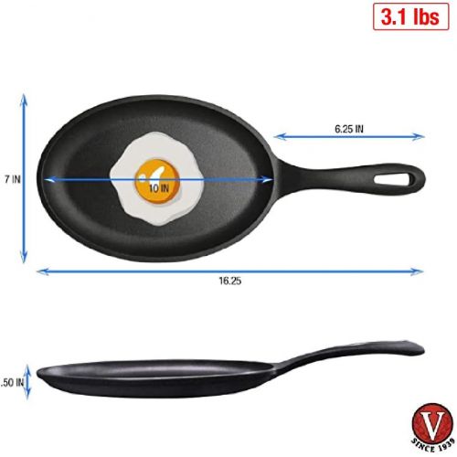  Victoria Cast Iron Fajita Skillet. Black Serving Platter. Seasoned with 100% Kosher Certified Non-GMO Flaxseed Oil, Regular