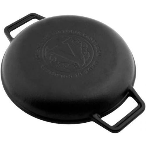  Victoria Cast Iron Round Grill Pan with Double Loop Handles Seasoned with 100% Kosher Certified Non-GMO Flaxseed Oil, 10 Inch, Black