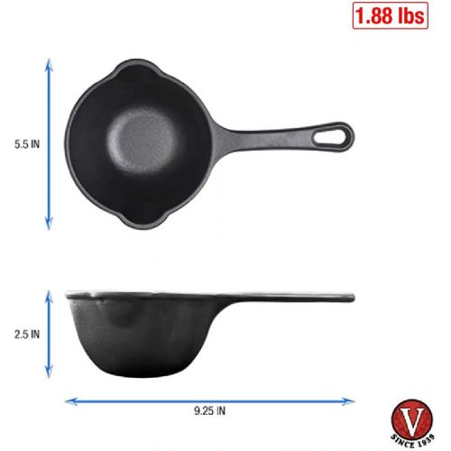  Victoria Cast Iron Sauce Pan. 0.45qt Sauce Pot Seasoned with 100% Kosher Certified Non-GMO Flaxseed Oil.