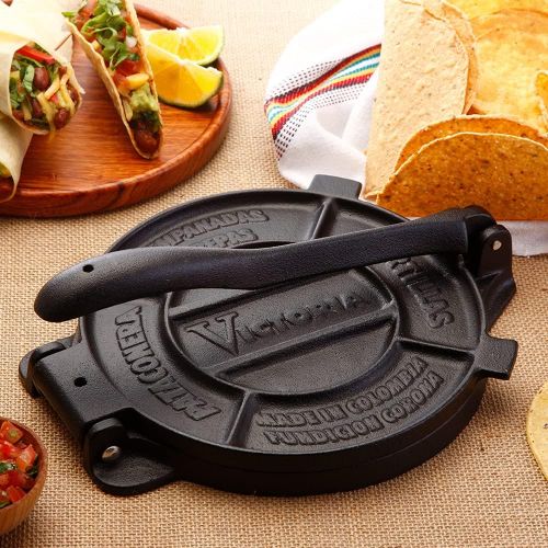  [아마존베스트]Victoria 6.5 Inch Cast Iron Tortilla Press. Tortilla Maker, Flour Tortilla press, Rotis Press, Dough Press, Pataconera Seasoned with Flaxeed Oil