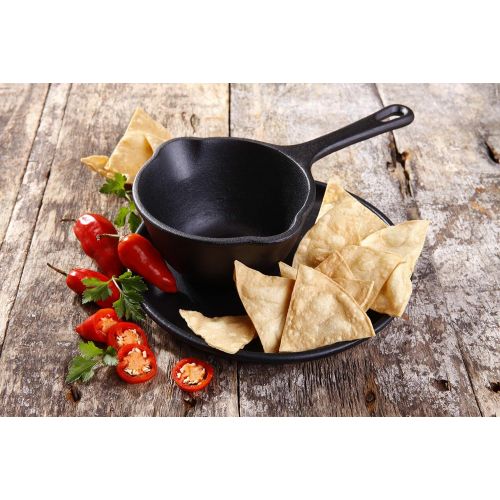  [아마존베스트]Victoria Cast Iron Pan. Sauce Pot 16 Ounce, Seasoned with 100% Kosher Certified Non-GMO Flaxseed Oil, Small, Black