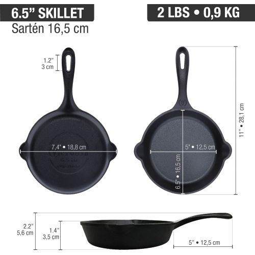  [아마존베스트]Victoria 6.5 Inch Mini Cast Iron Skillet. Small Frying Pan,Seasoned with 100% Kosher Certified Non-GMO Flaxseed Oil