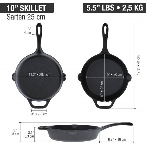  [무료배송]Victoria Cast Iron Skillet. Frying Pan with Long Handle, 10, Black