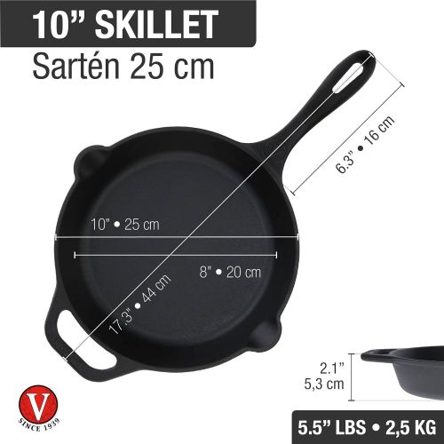  [무료배송]Victoria Cast Iron Skillet. Frying Pan with Long Handle, 10, Black