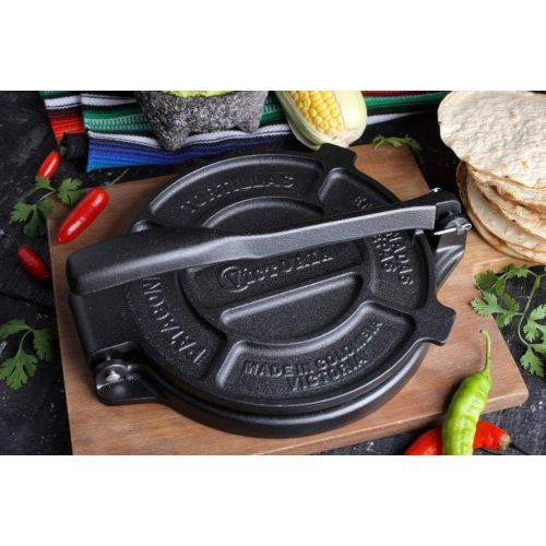  Victoria TOR-003 FBA_TOR-003 Cast Iron Tortilla Press, 8, Black