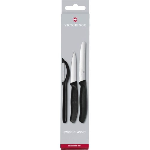  Victorinox Swiss Classic Gemuesemesser-Set, 3-tlg., Universalschaler, Gemuesemesser 8 cm, Tomatenmesser 11 cm