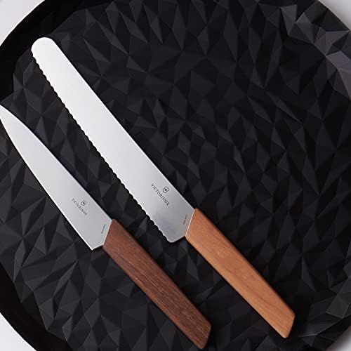  Victorinox Swiss Modern Brotmesser mit Holzgriff, Wellenschliff, 22 cm Klinge, Rostfrei, Edelstahl