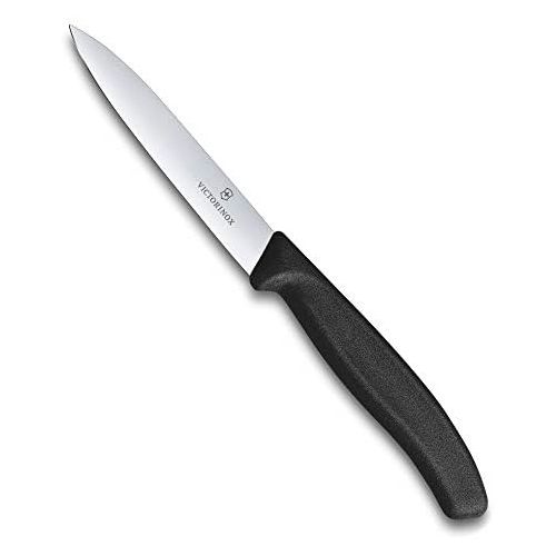  Besuchen Sie den Victorinox-Store Victorinox Kuechenmesser 10cm Swiss Classic (Mittelspitz, Ergonomischer Griff, Spuelmaschinengeeignet) schwarz