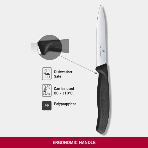  Besuchen Sie den Victorinox-Store Victorinox Kuechenmesser 10cm Swiss Classic (Mittelspitz, Ergonomischer Griff, Spuelmaschinengeeignet) schwarz