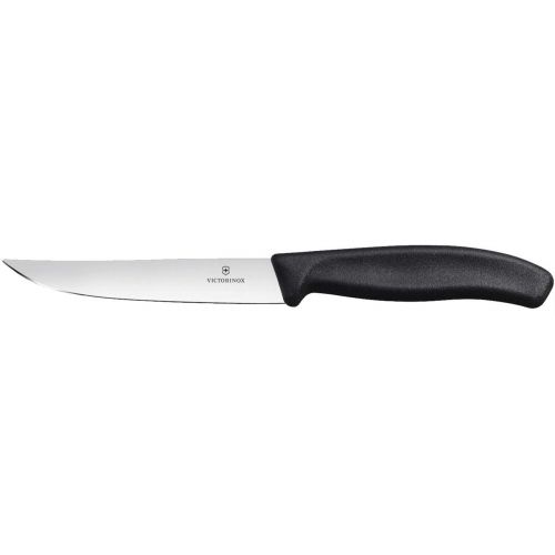  Victorinox Swiss Classic 2er Set Steakmesser Gourmet, 12 cm, Klingenschutz, Edelstahl, Spuelmaschinengeeignet, schwarz