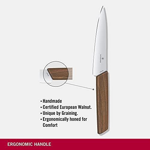  Victorinox Swiss Modern Officemesser mit Holzgriff, 15 cm gerade Klinge, Rostfrei, Edelstahl