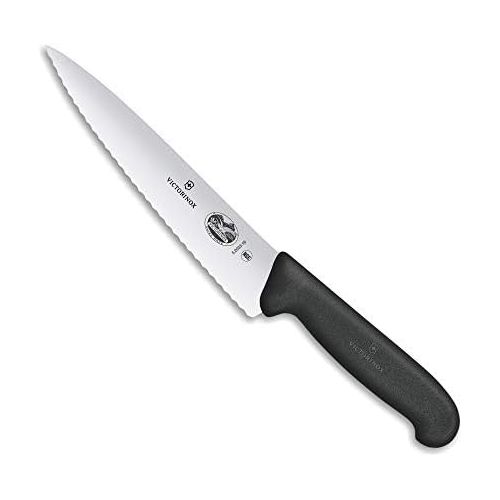  Victorinox Fibrox Tranchiermesser, 22cm, Wellenschliff, Rutschfest, Edelstahl, rostfrei, spuelmaschinengeeignet