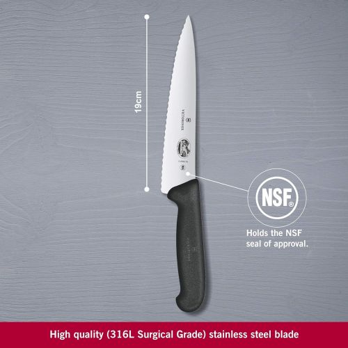  Victorinox Fibrox Tranchiermesser, 22cm, Wellenschliff, Rutschfest, Edelstahl, rostfrei, spuelmaschinengeeignet