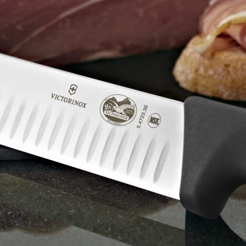  Victorinox 12 Inch Slicing Knife High Carbon Stainless Steel Granton Blade for Efficient Slicing, Fibrox Pro Handle