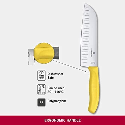  [아마존베스트]Victorinox 17 cm Fluted Blade Santoku Knife Blister Pack, Yellow