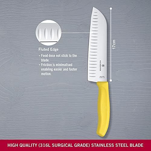  [아마존베스트]Victorinox 17 cm Fluted Blade Santoku Knife Blister Pack, Yellow