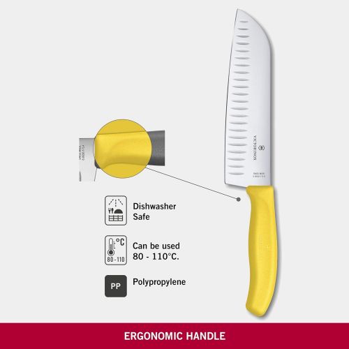  [아마존베스트]Victorinox 17 cm Fluted Blade Santoku Knife Blister Pack, Yellow