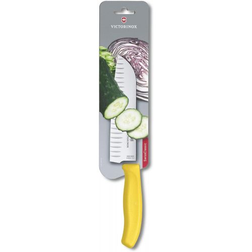  [아마존베스트]Victorinox 17 cm Fluted Blade Santoku Knife Blister Pack, Yellow