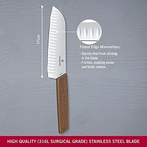  [아마존베스트]Victorinox Swiss Modern Santoku Knife in Gift Box, 17 cm, Walnut Wood, Gift Box