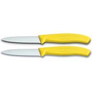 [아마존베스트]Victorinox Swiss Classic 8 cm Serrated Vegetable Knife - Medium Point - Blade Guard - Dishwasher-Safe - Set of 2, yellow
