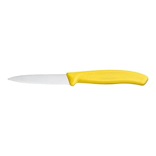  [아마존베스트]Victorinox Swiss Classic 8 cm Serrated Vegetable Knife - Medium Point - Blade Guard - Dishwasher-Safe - Set of 2, yellow