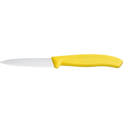  [아마존베스트]Victorinox Swiss Classic 8 cm Serrated Vegetable Knife - Medium Point - Blade Guard - Dishwasher-Safe - Set of 2, yellow