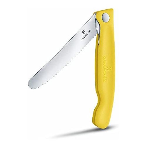  [아마존베스트]Victorinox Swiss Classic Folding Vegetable Knife, Serrated, Dishwasher Safe, Yellow, Blister Pack