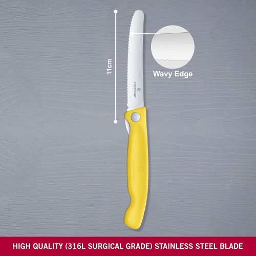  [아마존베스트]Victorinox Swiss Classic Folding Vegetable Knife, Serrated, Dishwasher Safe, Yellow, Blister Pack