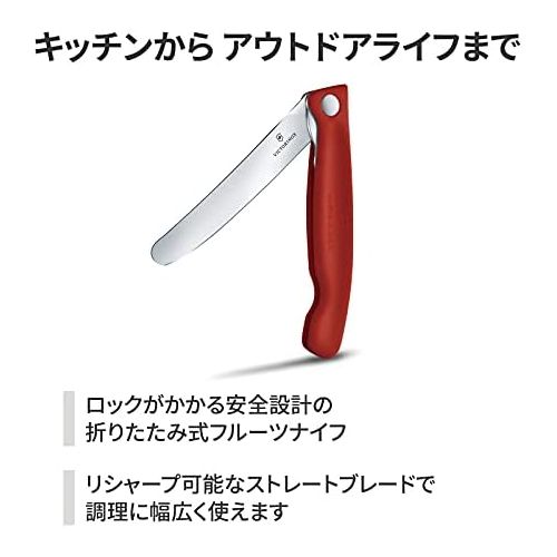  [아마존베스트]Victorinox Swiss Classic Folding Vegetable Knife, Straight Cut, Dishwasher Safe, 11 cm, Red, Blister Pack