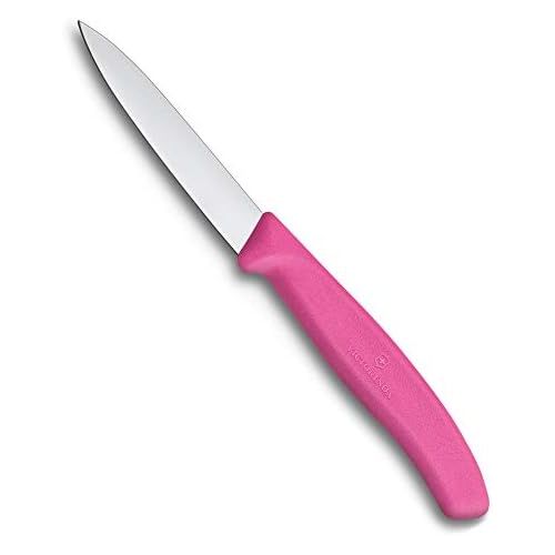  [아마존베스트]Victorinox kitchen knife for vegetables (8cm blade, non-slip handle, center point, stainless steel, dishwasher-safe), pink