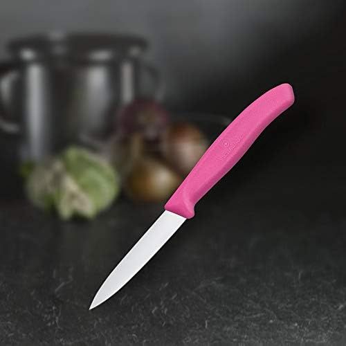  [아마존베스트]Victorinox kitchen knife for vegetables (8cm blade, non-slip handle, center point, stainless steel, dishwasher-safe), pink